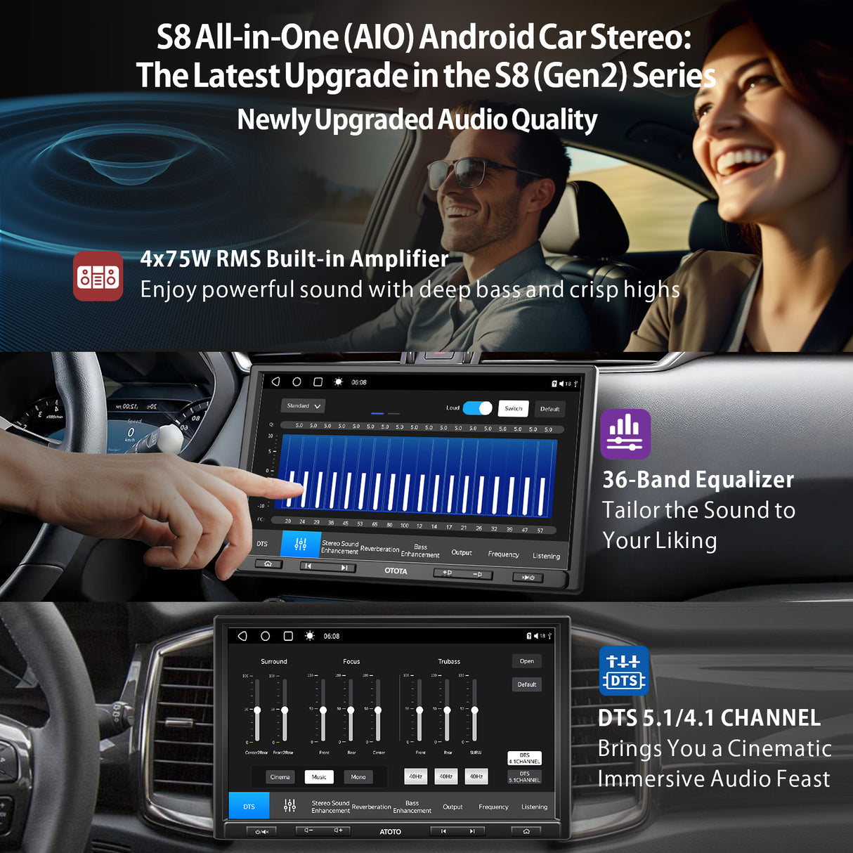 ATOTO S8G1109AIO 10 Inch QLED 1 Din Android Car Stereo, Wireless CarPlay and Android Auto, GPS Tracking, 4GB+32GB, HDMI Input, Split Screen, 4G LTE, 2 Bluetooth, 36-Band EQ