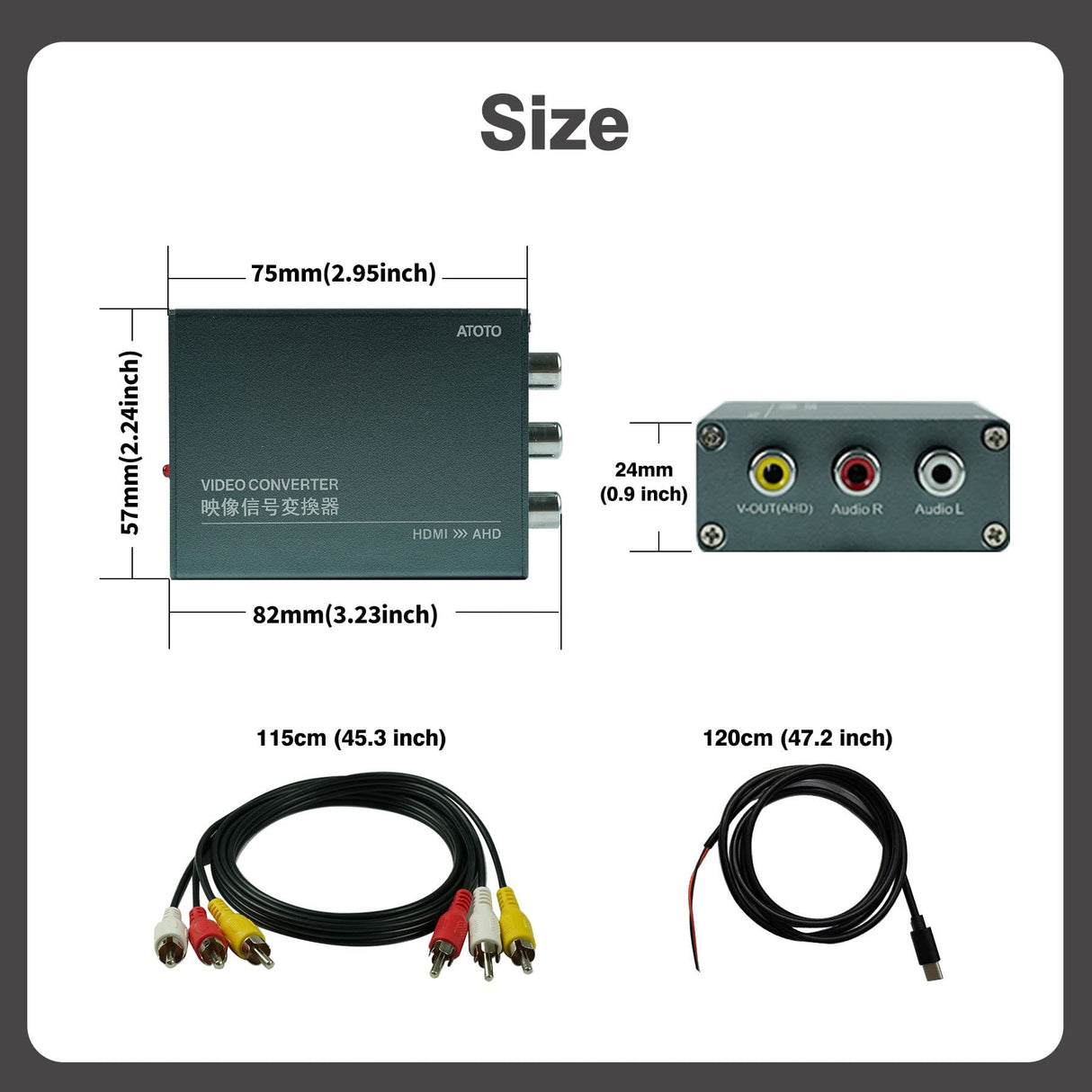 ATOTO AC-HAV50 Videoausgangsadapter – HDMI zu AHD Videokonverter – für alle ATOTO Autoradios (nicht kompatibel mit ATOTO A6Y Serie, A6KL Serie, SA102 Serie)