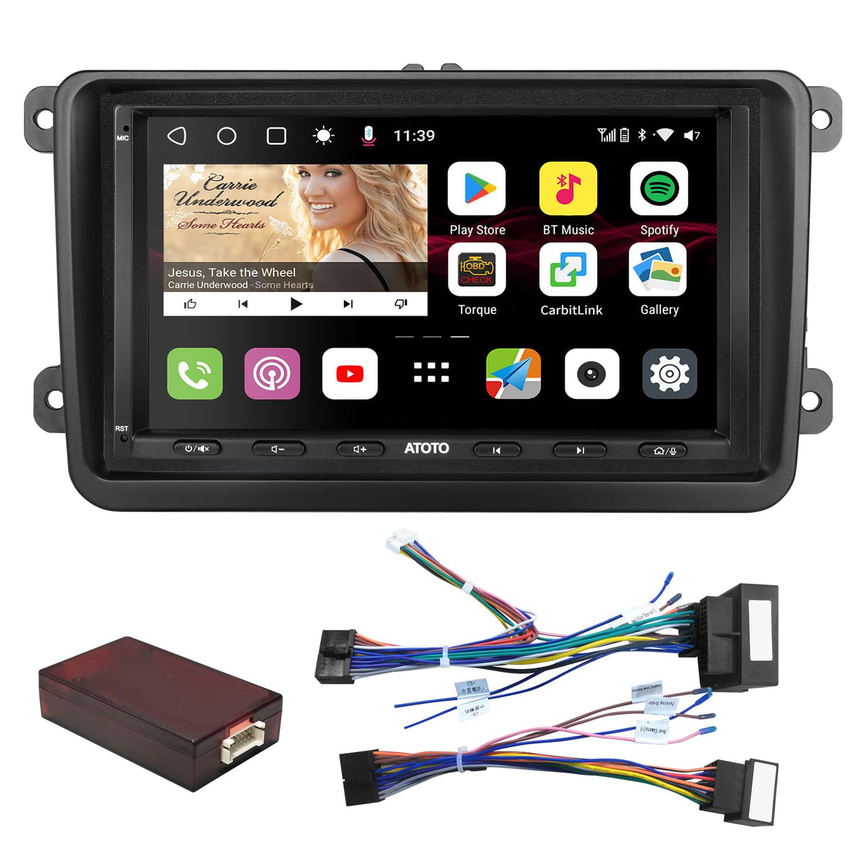 ATOTO S8VW07A4MS 7 Pouces Android Autoradio 2 Din Compatible avec VW Volkswagen/Golf/Polo, Suivi GPS, Carplay sans Fil & Android Auto, 2 Bluetooth, 4G intégré, HD LRV/SCVC, 4+32G, pour Global