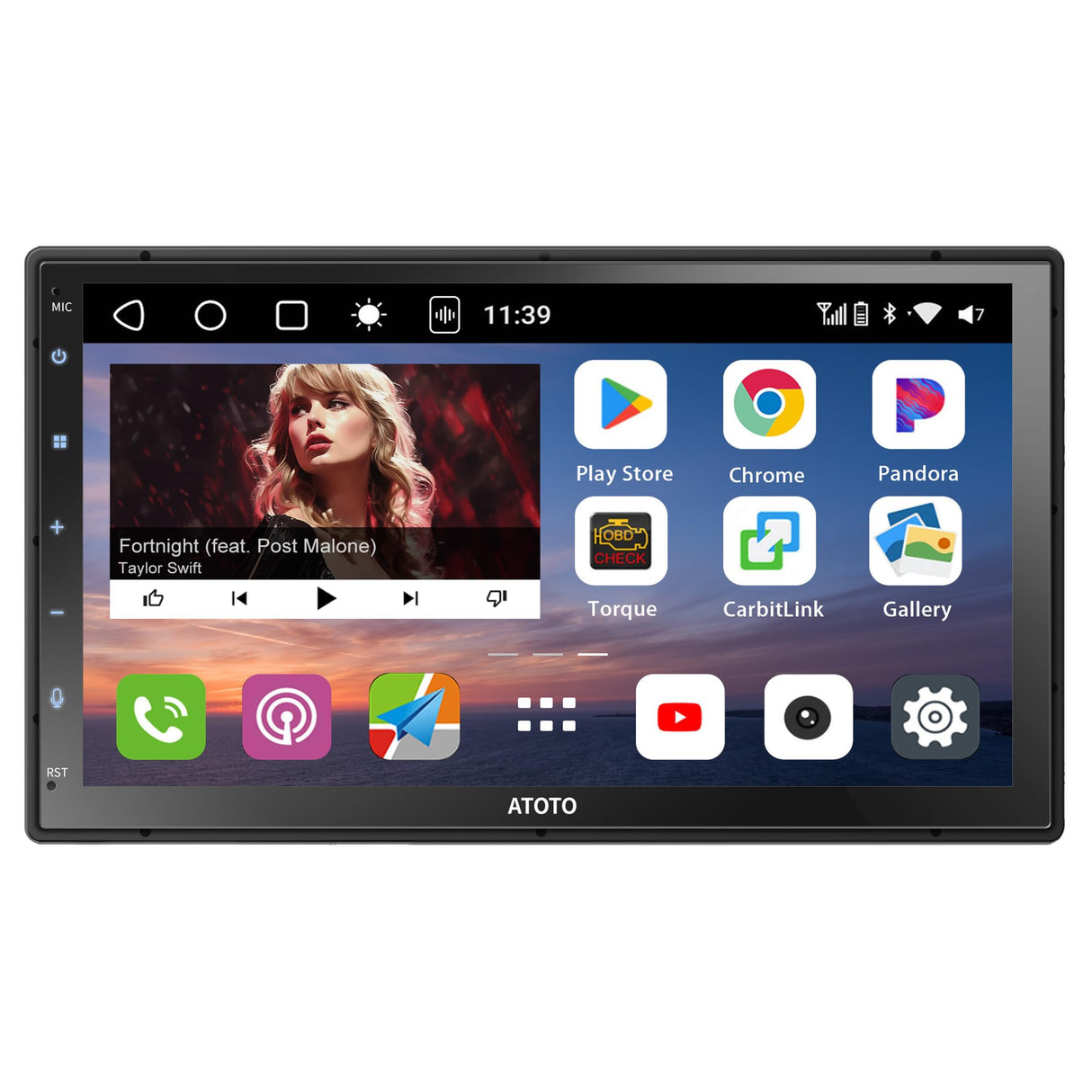 S8 Double Din Wireless CarPlay 7" Android Car Stereo Head Unit with Android Auto, 4G+32G AI Bluetooth Car Radio Touchscreen, 4G SIM Audio Receivers, QLED GPS Navigation System S8G2C74MS