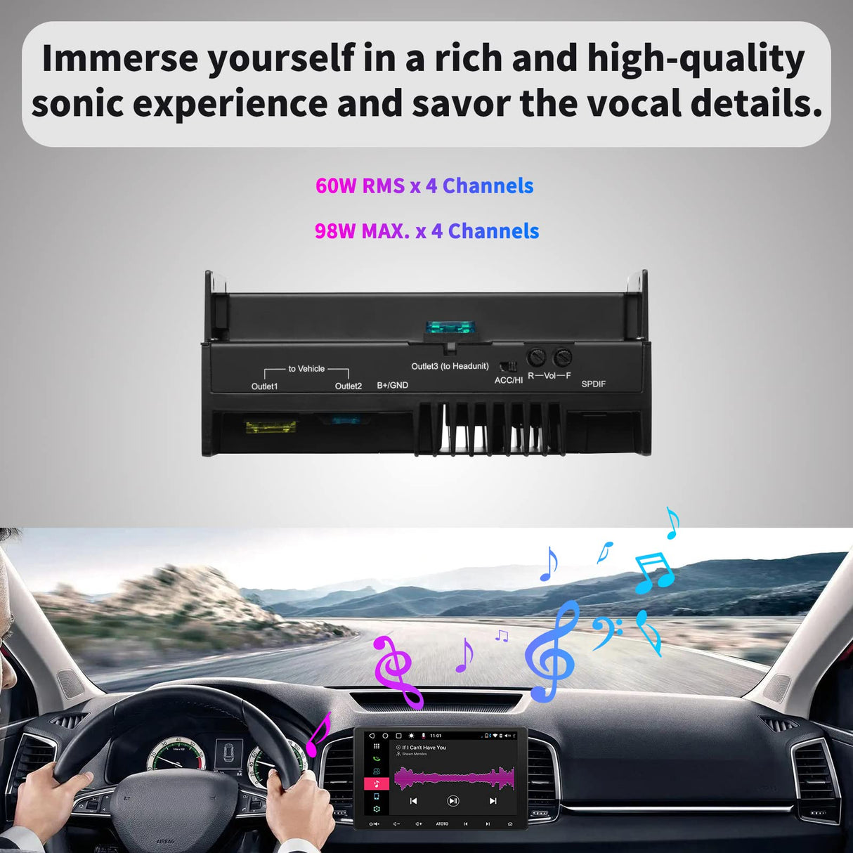 ATOTO CA-AEC02 Power Pack Amplifier, Only Compatible with Selected ATOTO Car Stereos, Great Sound Quality, Quick and Wasy Installation, Plug-N-Play