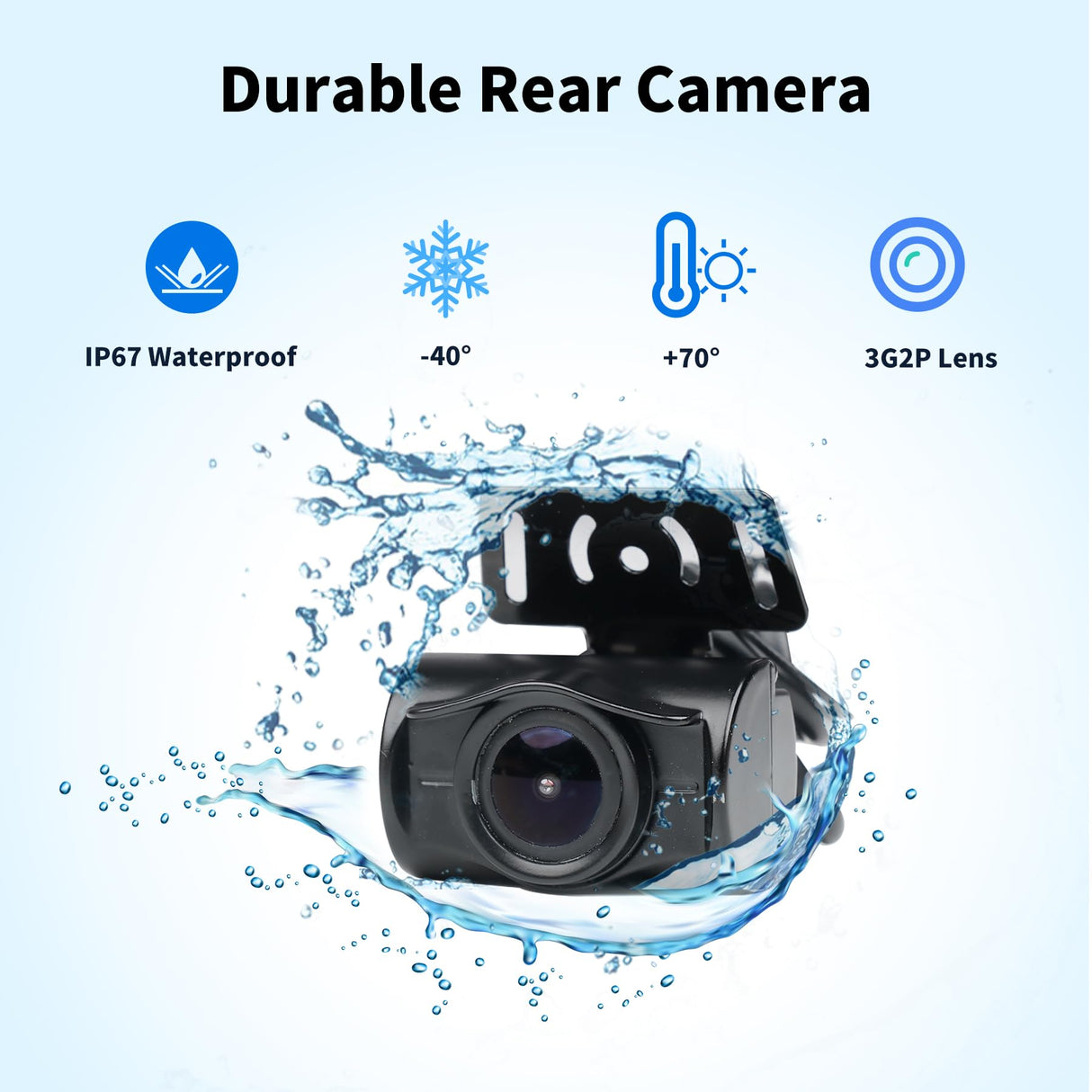 ATOTO Caméra de recul sans Fil, Grand Angle de Vue 140°, AHD 720P avec Vision Nocturne, Transmission de Signal Stable Caméra de recul pour Voitures/VU/camions, WRC-HD10LR