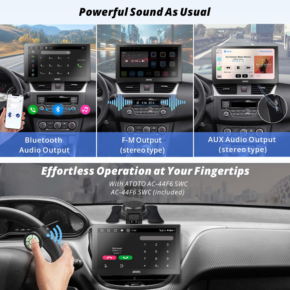 ATOTO P9 Autoradio Per Auto Portatile Android Da 7 Pollici QLED, CarPlay & Android Auto Wireless 2+32GB, Mirror Link, Tracciamento GPS, Bluetooth Doppio, WiFi, USB, Bluetooth, Porta HDMI, P907SD