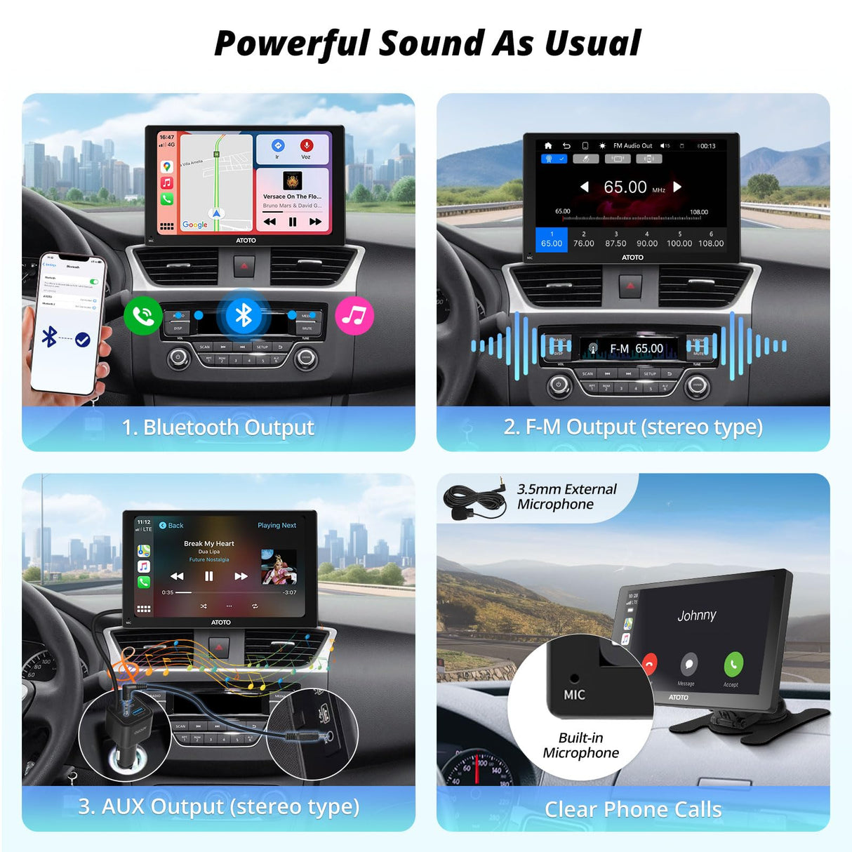 ATOTO P5 Portable Wireless CarPlay Android Auto, 7inch Car Stereo Receivers QLED Touch Screen Glare-Suppressing, Bluetooth, AUX/FM Output, MirrorLink, GPS Navi, Steering Wheel Control, P507SD-S01