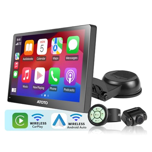 ATOTO P8 7" QLED GPS Navigation, Portable Car Stereo, Wireless Android Auto & Wireless Carplay, Glare-Suppressing Touchscreen Head Unit, 1080P Dash Cam, WDR & Auto Dimmer, Voice Assistant, P807SD-FC