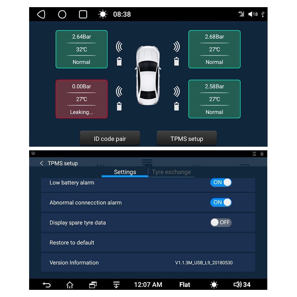 ATOTO AC-UTP1 USB TPMS Sensores de monitoreo de la presión de los neumáticos Sistema especificado para los modelos A6 / S8