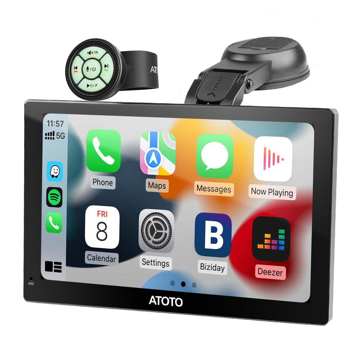 ATOTO P5 9inch QLED Wireless CarPlay Android Auto Screen with 1080P Backup Camera, Portable Car Stereo Glare-Suppressing, Bluetooth, MirrorLink, GPS Navi,AUX/FM Output, Remote Control, P509SD-S21