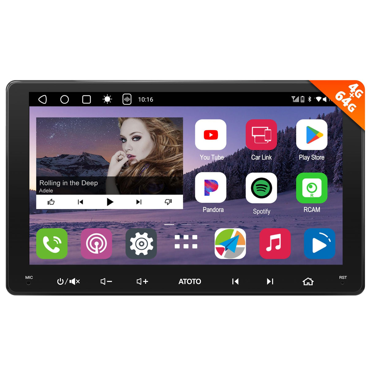 [4G LTE WiFi] ATOTOZONE A6 9" Android 4G+64G Radio Coche 2 DIN, Pantalla Táctil QLED Cargadores de Medios Digitales, CarPlay/Android Auto Inalámbrico, 2 Bluetooth, MirrorLink, A6G209PL