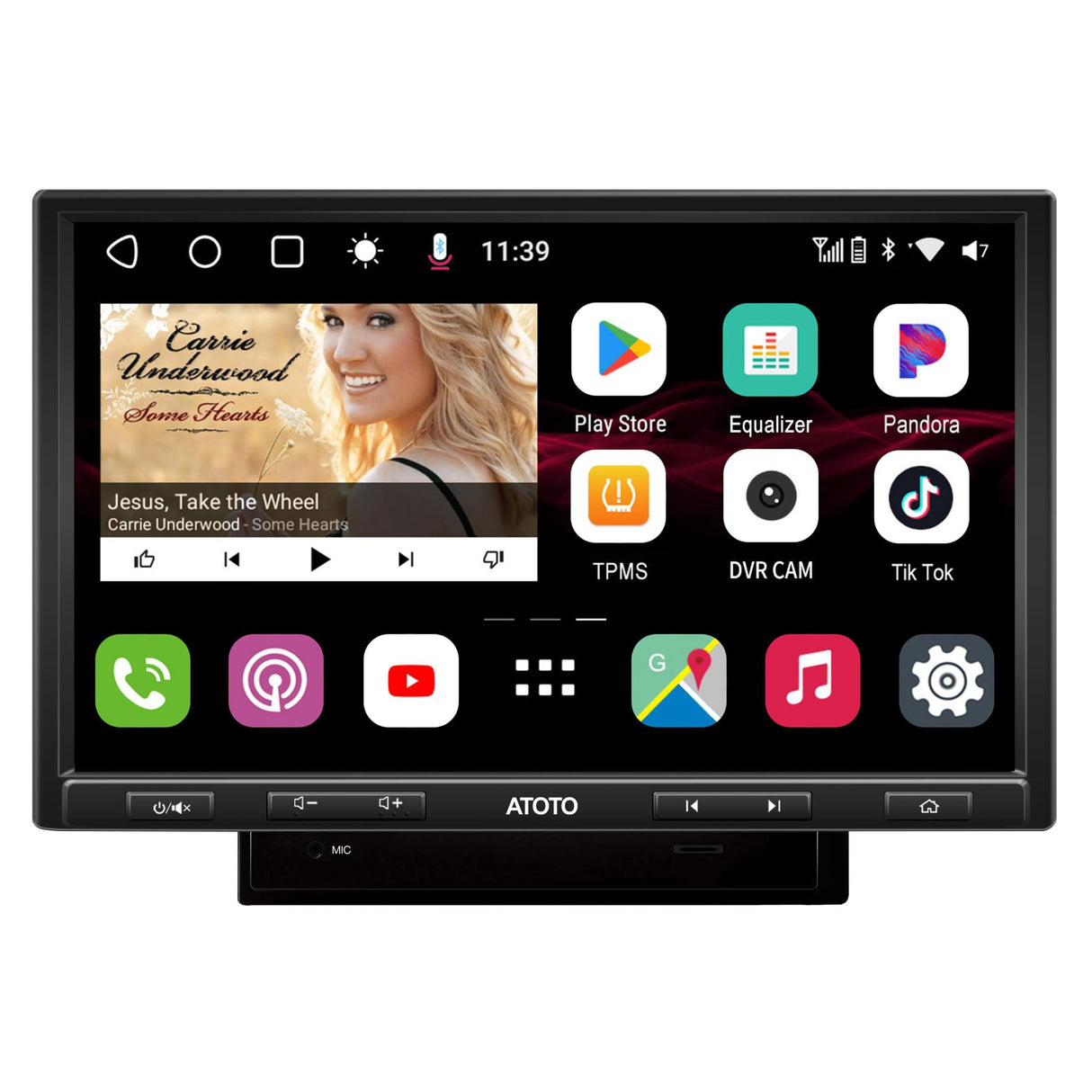 [DAH10D / QLED] ATOTO S8 Pro S8G2104PR-A Dubbel-DIN Android Digitala メディアモッターガレ、Dubbel Bluetooth w/aptX HD、USB デルニング、Delad skärm、Android Auto &amp; CarPlay、VSV &amp; LRV、Inbyggt 4G-mobilemodem