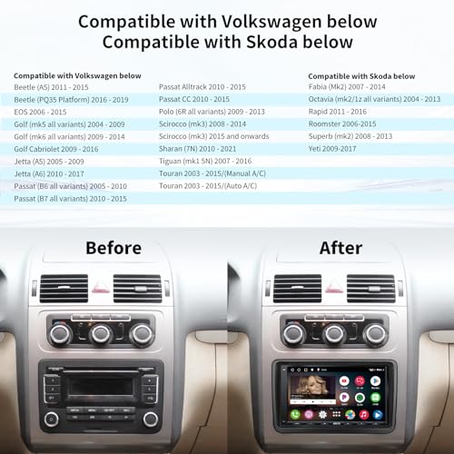 ATOTO A6PF 7 Pouces Android Autoradio 2 Din Compatible avec VW Volkswagen/Golf/Polo/Tiguan, Carplay sans Fil & Android Auto sans Fil, Double Bluetooth, WiFi/BT/USB Tethering, HD LRV, 2G+32G,A6VW07APF