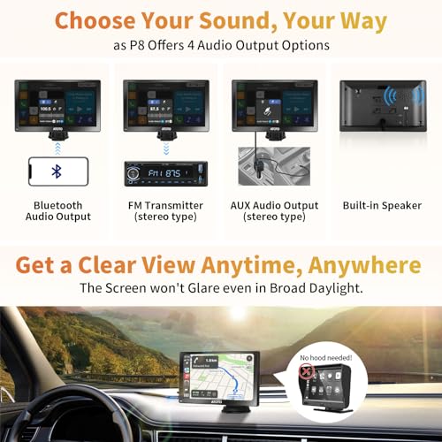 ATOTO P807PR Portable Wireless Android Auto 7inch Car Stereo, Wireless CarPlay, with 1080P Dual Recording Cameras, Remote Control, WDR & Auto Dimmer, Fast Charge, Support Up to 128G SD