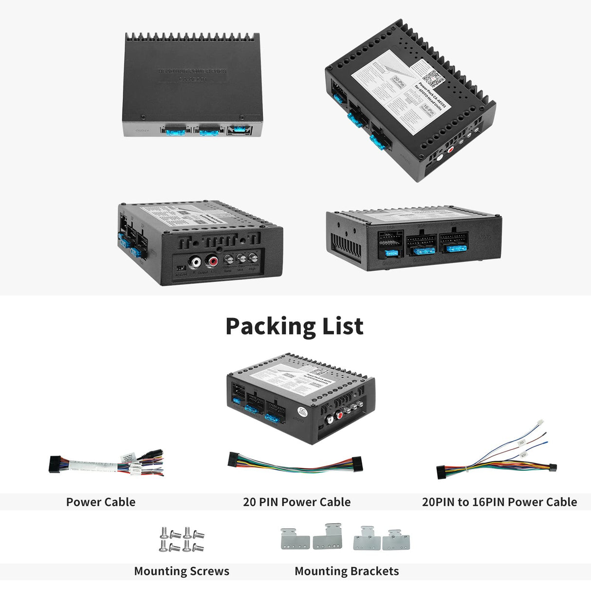 ATOTO CA-AEC01 Autoversterker, 4 kanalen, 400 watt maximaal vermogen, 2/4 Ohm stabiel, Klasse A/B, Alleen compatibel met geselecteerde ATOTO autoradio's