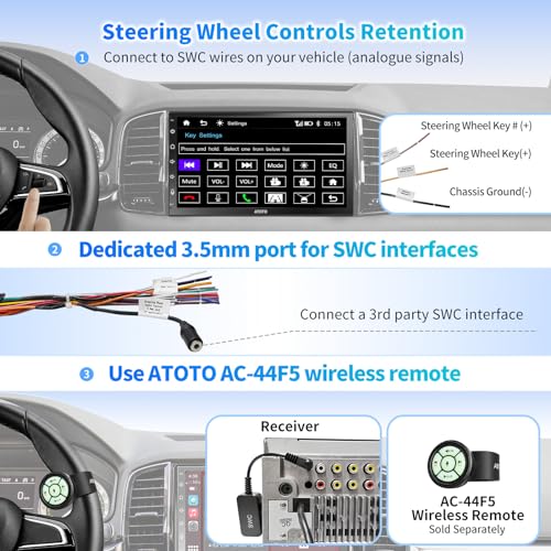 ATOTO F7 WE 7 Pouces Écran Tactile Complet de Autoradio 2 DIN, CarPlay sans Fil et Android Auto sans Fil, Lien Miroir, Bluetooth, Rétroviseur HD en Direct, FM/AM/RDS, Contrôle Vocal, F7G2B7WE