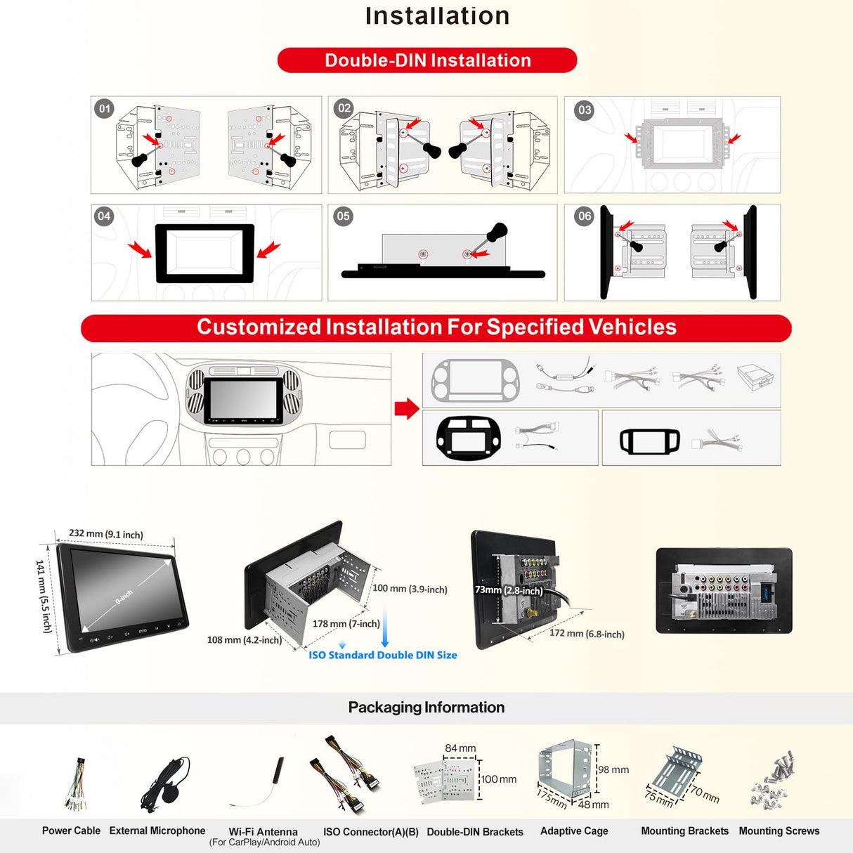 F7G209WE-Upgrade 9" Double DIN Car Stereo