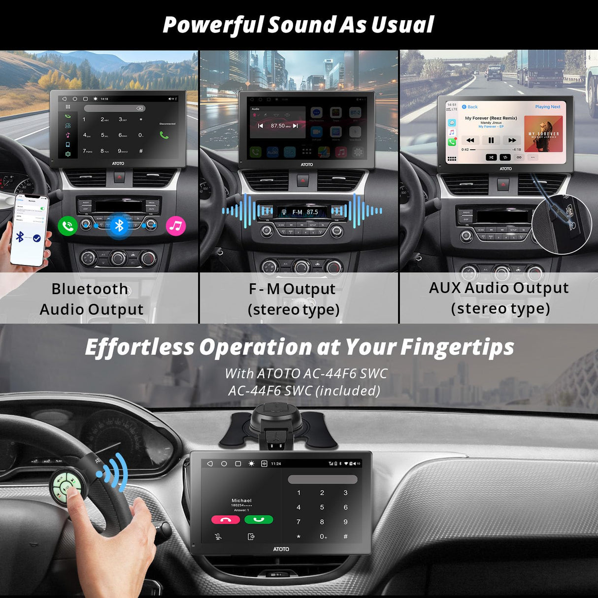 ATOTO P9 Autoradio De Voiture Android Portable 7 Pouces QLED, CarPlay & Android Auto sans Fil 2+32Go, Mirror Link, Suivi GPS, Double Bluetooth, WiFi, USB, Bluetooth, Port HDMI P907SD