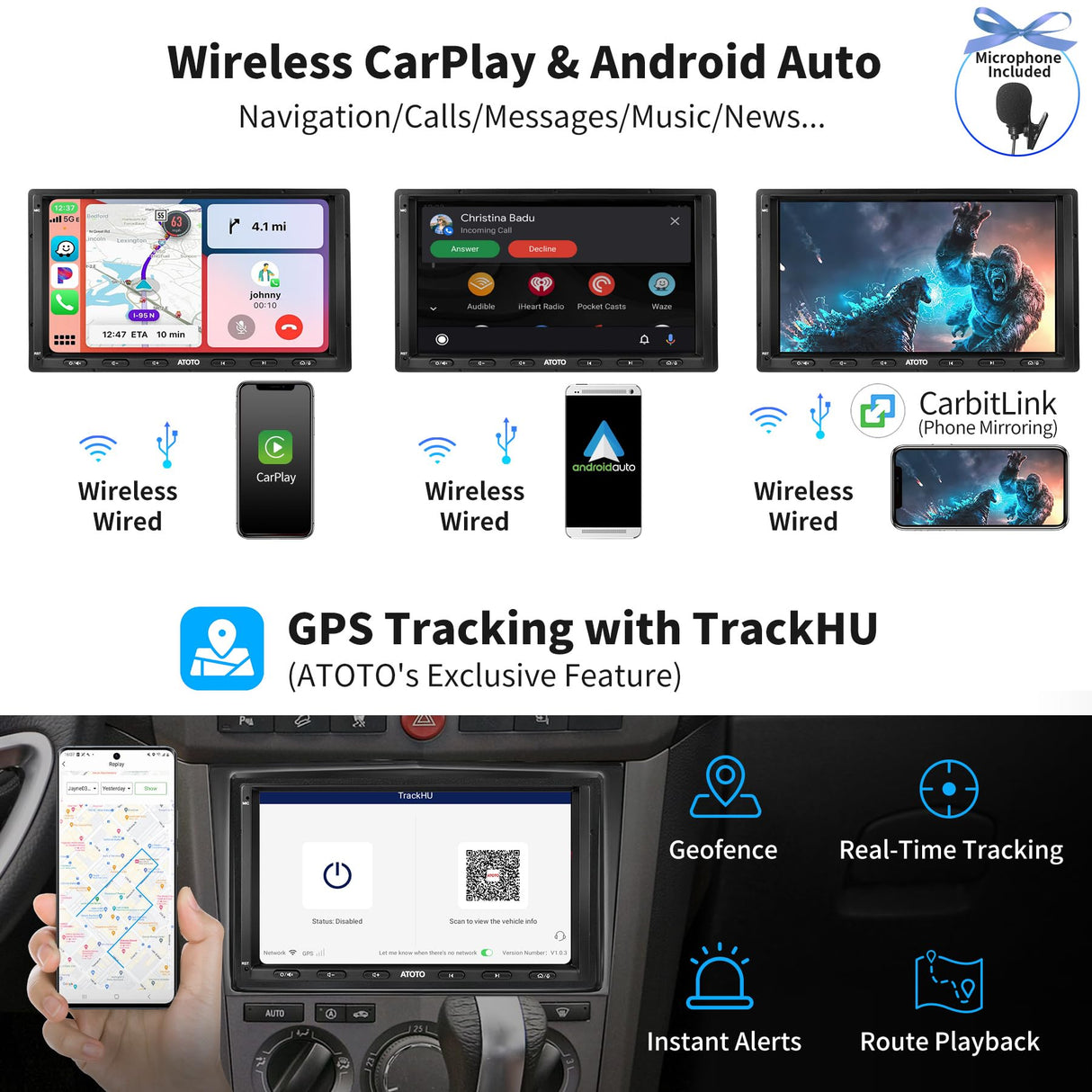 ATOTO S8MS 7 Pulgadas Radio 2 DIN Android Compatible con Modelos Opel Seleccionados, Seguimiento GPS, Carplay inalámbrico y Android Auto, Bluetooth Dual, 4G Incorporado, HD LRV, 4G+32G，S8OP07A4MS