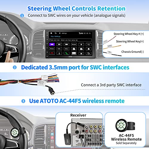 ATOTO 7-Zoll Autoradio mit Bildschirm, Doppel-Din-Radio mit Bluetooth, Wireless CarPlay &amp; Android Auto, HD LRV mit Rückfahrkamera, Mikrofon, Sprachsteuerung, RDS/FM/AM/GPS Navi, F7G2B7WES01