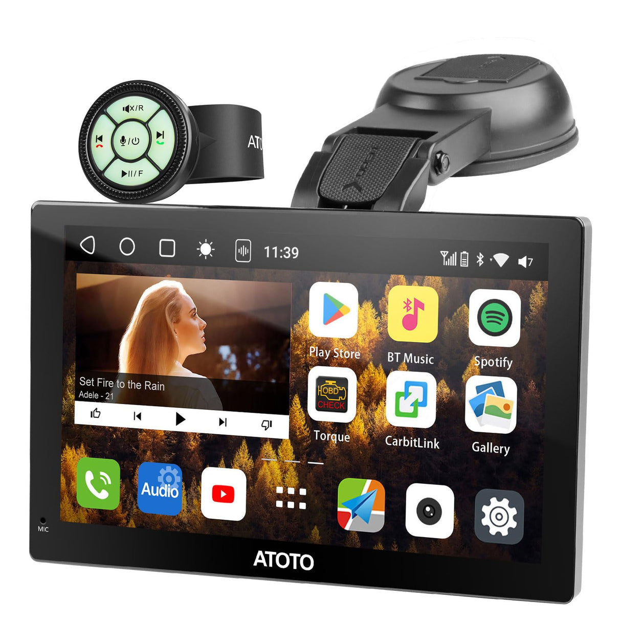 ATOTO P9 Autoradio De Voiture Android Portable 7 Pouces QLED, CarPlay & Android Auto sans Fil 2+32Go, Mirror Link, Suivi GPS, Double Bluetooth, WiFi, USB, Bluetooth, Port HDMI P907SD