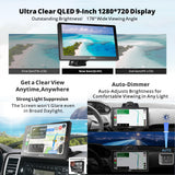 ATOTO P9 9-Zoll-QLED-Tragbares Autoradio, 2+32GB Kabelloses CarPlay &amp; Android Auto, Wi-Fi-Hotspot, USB, Dual Bluetooth, GPS-Tracking, HDMI-Eingang, 4 Audioausgänge, SWC und Auto-Dimming, P909SD