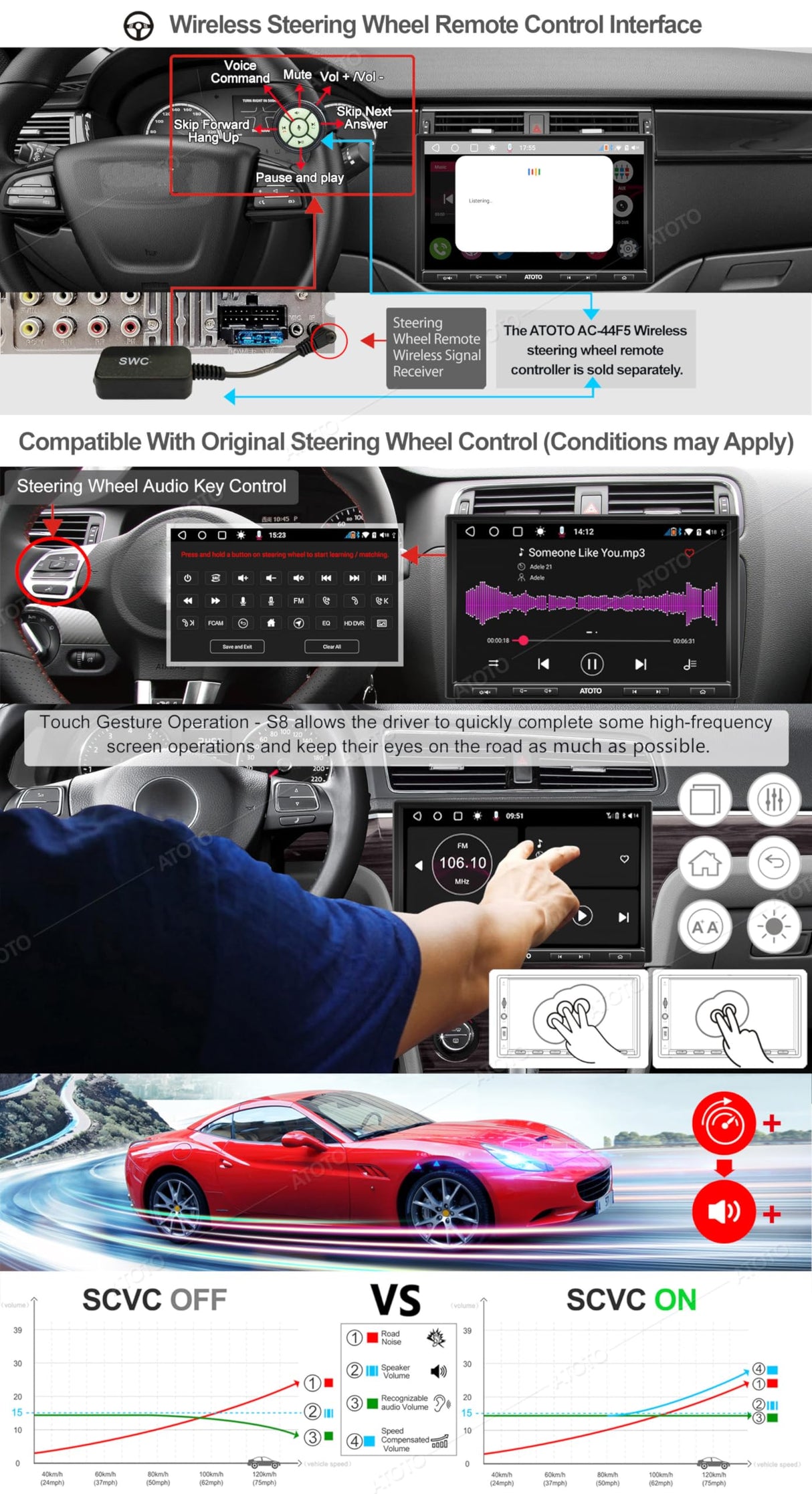 [10 pollici/QLED] ATOTO S8 Pro Doppio DIN Android Autoradio, Wireless CarPlay, 2 Bluetooth con aptX HD, Tethering USB, Schermo diviso, VSV&LRV, Modem cellulare 4G integrato, S8G2104PR-A