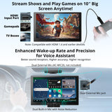 ATOTOZONE X10G211E 10" Android Double Din Car Stereo, 8+128G, 4G LTE,Wireless Carplay & Android Auto, AI Voice Assistant, GPS Tracking, Dual Microphone & BT & Cam Input, 36B-EQ,HDMI Input