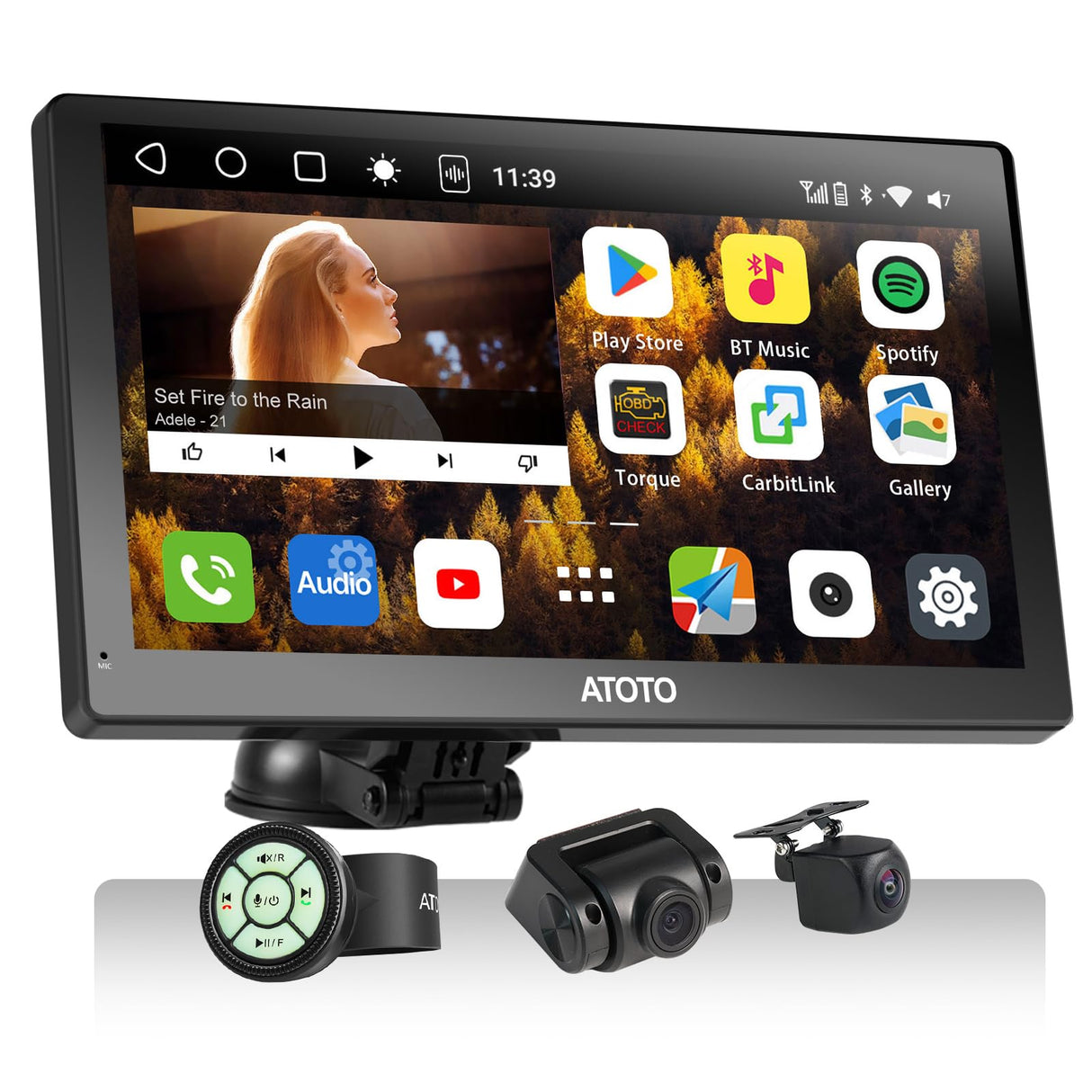 ATOTO P9 9" QLED Android Przenośne Radio Samochodowe, 4G+32G, Bezprzewodowe CarPlay & Android Auto, 4G Modem, Lokalizacja GPS, Automatyczne Przyciemnianie, 1080P Kamera Cofania, Pilot, P909PR-S2