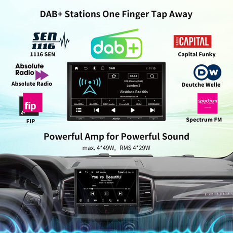 ATOTO F7XE 10" Integrado Dab+ 2 DIN y 1 DIN Adaptable Radio 2 DIN con QLED Pantalla táctil HD- CarPlay Inalámbrico y Android Auto Inalámbrico, Bluetooth, LRV HD, Enlace Espejo, Carga Rapida, F7G110XED