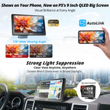 ATOTO P5 9-Zoll QLED CarPlay Display Tragbares Autoradio, Wireless CarPlay&Android Auto, QLED Blendfreies Touchscreen, Bluetooth, MirrorLink,Automatische Dimmfunktion, AUX/FM-Ausgang, GPS Navi, P509SD