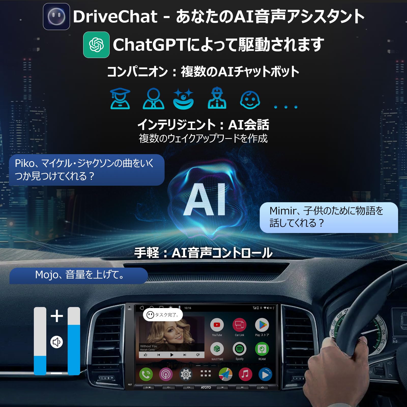 ATOTO A6 PF Androidカーナビ、ダブルDINカーステレオ、ワイヤレスCarPlay、ワイヤレスAndroid Auto、ディ