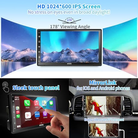 ATOTO F7 We 7" Pantalla táctil Radio Coche 2 DIN, CarPlay inalámbrico y Android Auto inalámbrico, Bluetooth, MirrorLink, RDS/FM/Am, Visión Trasera en Directo HD, Control por Voz, F7G2B7WE