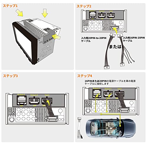 ATOTO CA-AEC01カーアンプ、4チャンネル、400ワットの最大パワー、2/4オーム安定、クラスA/B、選択されたAtotoカーステレオとのみ互換性があります