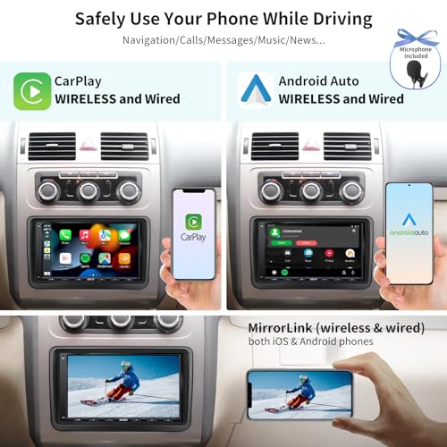 ATOTO A6 PF 7 Zoll Armaturenbrett-Video-Drahtlos-Dual-Din-Carplay-Android-Auto-Unterstützung Dual Bluetooth, A6H04FR-IEU