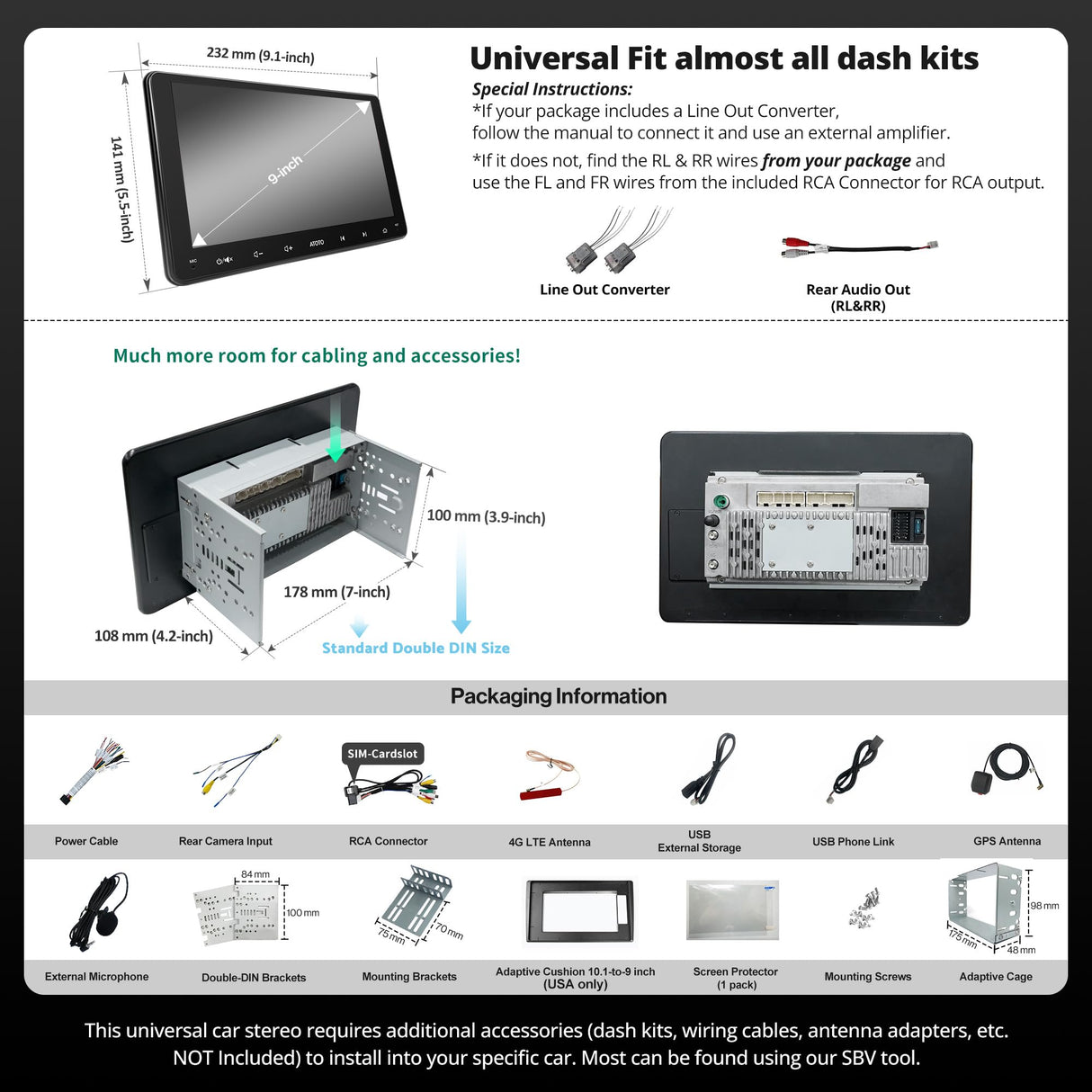 A6G209PL-N 9" Double DIN Car Stereo