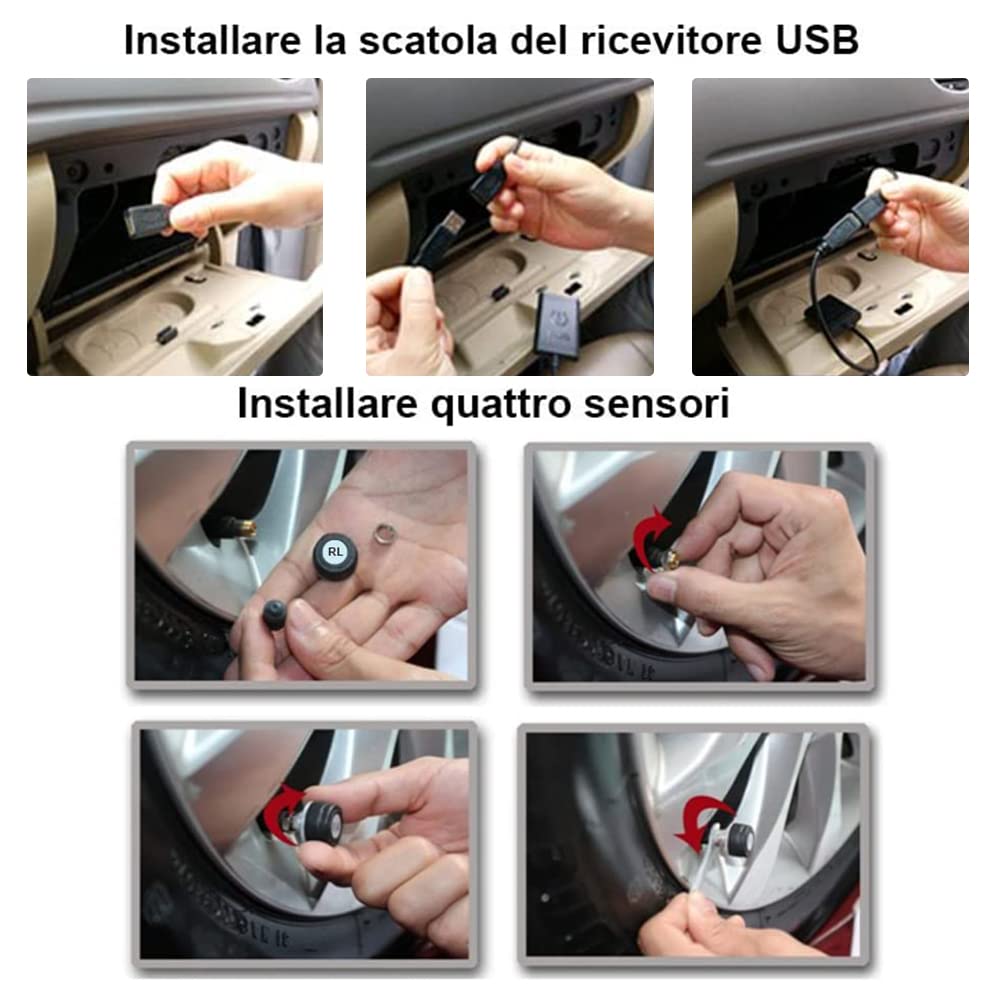 ATOTO AC-UTP1 USB TPMS Tyre Pressure Monitoring Sensors System Specified for ATOTO A6 & S8 Android Car Stereo Models (sensors Outside)