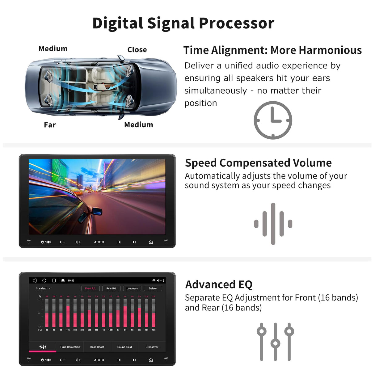 ATOTOLIFE S8 Double Din Car Stereo, Android Auto & Wireless CarPlay with 1280 * 720 QLED Touchscreen, 5.0 Dual Bluetooth, GPS Tracking, 4+32G, LRV, SCVC and 5G WiFi