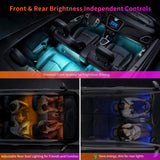 ATOTO Luces LED Coche con Control App, Accesorios de Coche Interior RGB 160 Leds con 16 Millones de Colores Conmutables, Múltiples Modos de Música, Control Independiente Delantero y Trasero, CI-FLT01