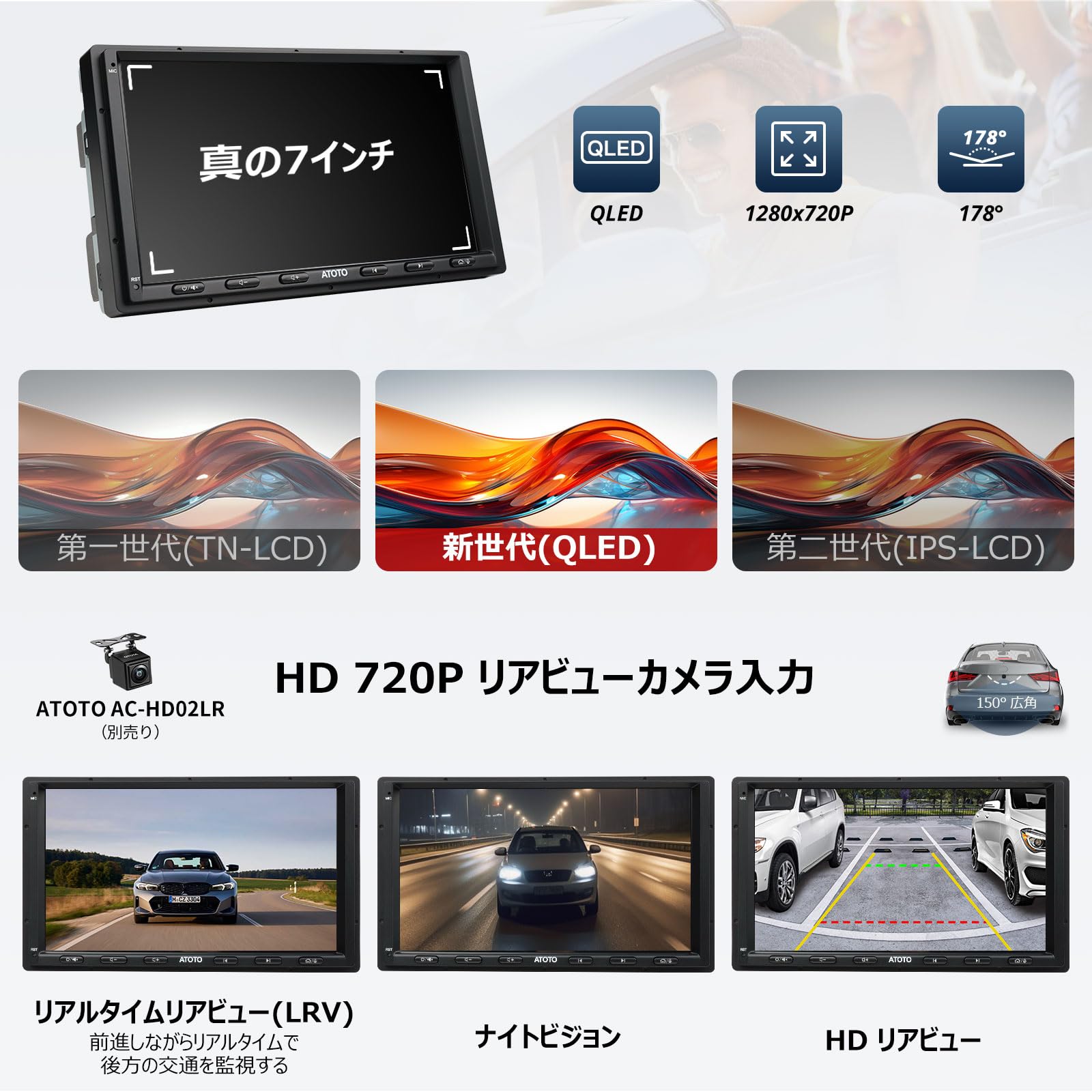 android カーナビ 7インチ、カーオーディオ 2din、ダブルディンカーステレオ Carplay/Android Auto  ワイヤレス、ワイヤレスcarplay4G SIMカード挿入に対応 チHDタッチスクリーン Bluetooth/マイクロフォン、内蔵 4G+64G ...