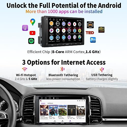 ATOTO A6PF Android Radio 2 DIN, CarPlay inalámbrico, Android Auto inalámbrico, Pantalla táctil de 7 Pulgadas Dab+ Autoradio, 2 Bluetooth, Conexión a Internet WiFi/BT/USB, HD LRV, 2G+32G, A6G2A7PF