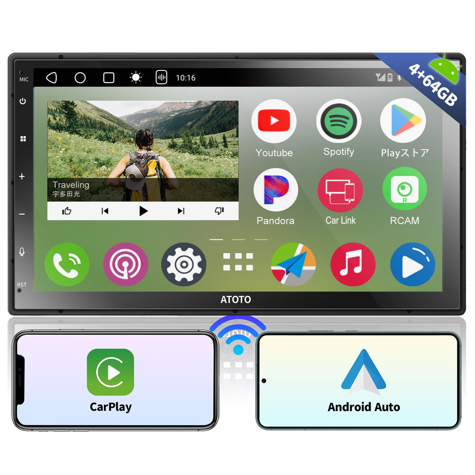 7インチ 2DIN ディスプレイオーディオ Android カーナビ ATOTO A6