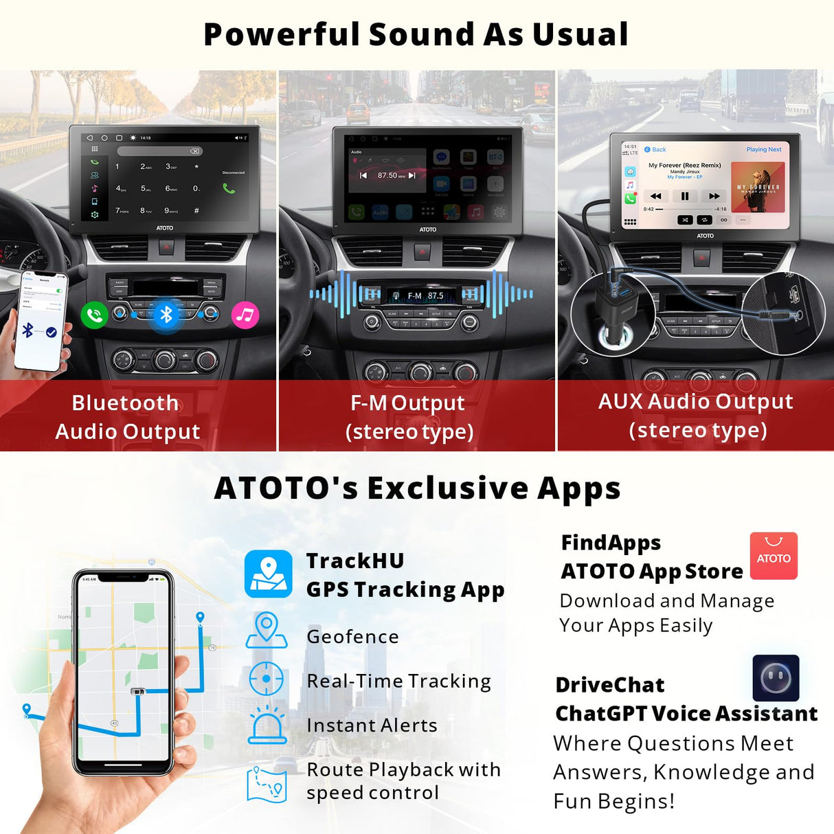 ATOTO P907PR-S3 7inch QLED Android Digital Media Receivers, 4G+32G Portable Car Stereo, Wireless CarPlay & Android Auto, 4G LTE, Dual BT, GPS Tracking, HDMI Input, with 1080P Dash & Rear Cam