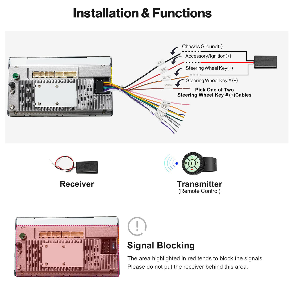 ATOTO AC-44F8 Mando a Distancia inalámbrico con Botones Luminosos, asignación de Teclas, Tanto para los estéreos de Coche ATOTO como para Otras Marcas, sustituto de los Controles del Volante