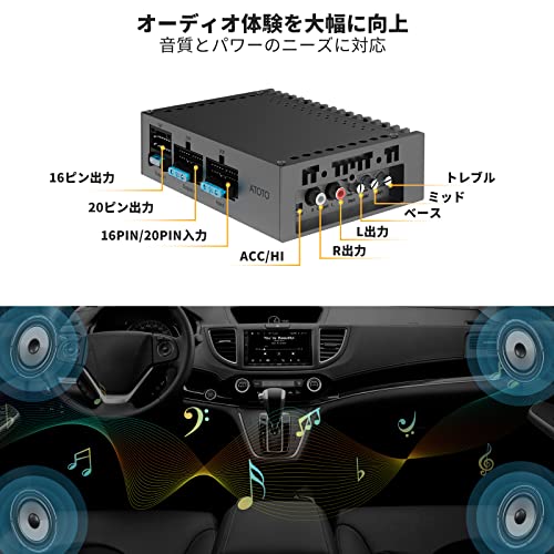 ATOTO CA-AEC01カーアンプ、4チャンネル、400ワットの最大パワー、2/4オーム安定、クラスA/B、選択されたAtotoカーステレオとのみ互換性があります