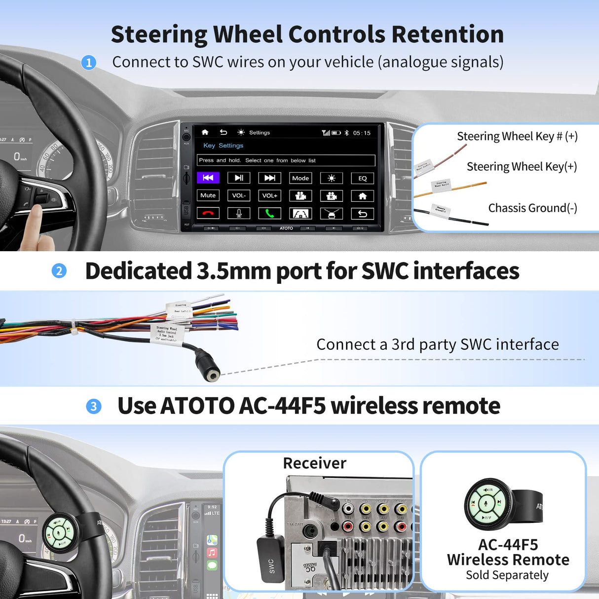 ATOTO F7 WE 7inch Double DIN Car Stereo, Wireless CarPlay & Wireless Android Auto, Touchscreen Car Radio with Bluetooth, Mirror Link, HD LRV, FM/AM, GPS Navi, Voice Control, F7G2A7WE