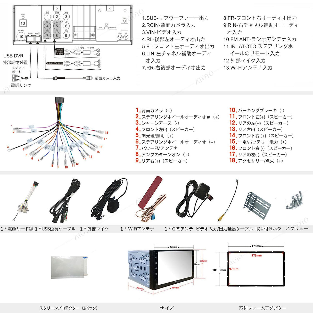 S8G2B74PM 7インチ 2DIN Android ディスプレイオーディオ