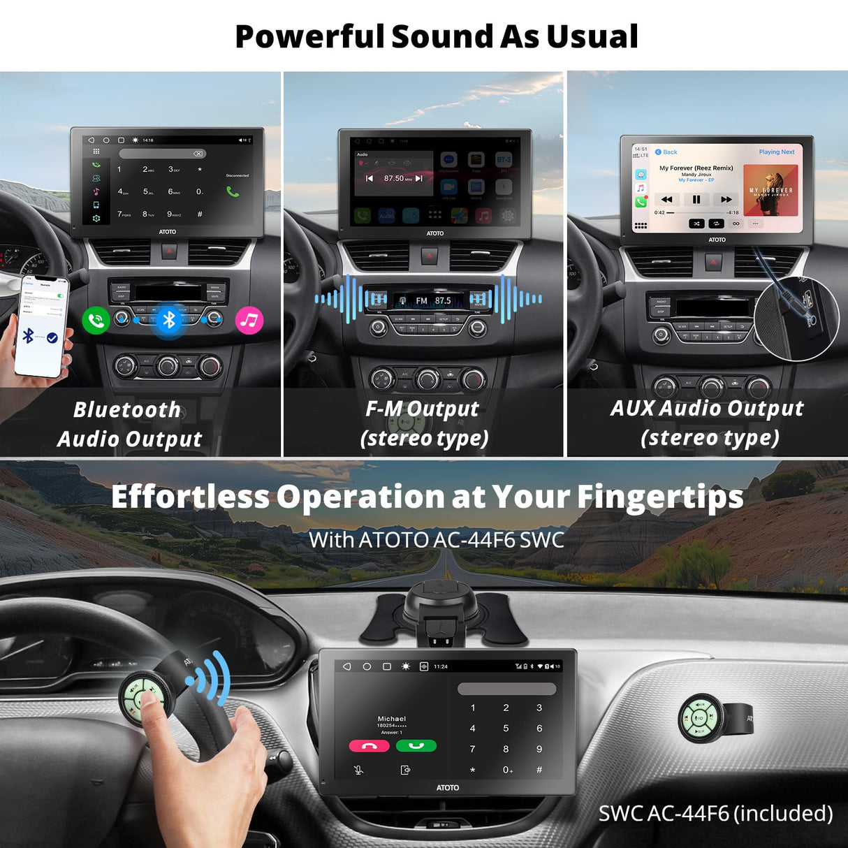 ATOTO P9 9-Zoll-QLED-Tragbares Autoradio, 2+32GB Kabelloses CarPlay &amp; Android Auto, Wi-Fi-Hotspot, USB, Dual Bluetooth, GPS-Tracking, HDMI-Eingang, 4 Audioausgänge, SWC und Auto-Dimming, P909SD