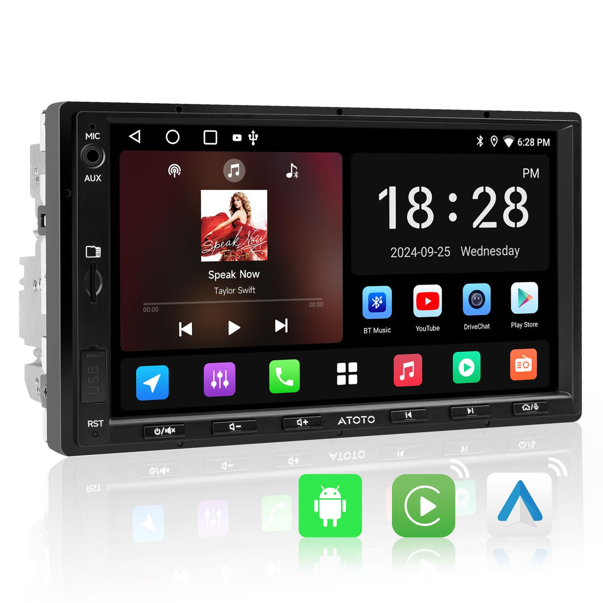 ATOTOZONE A5L Autoradio 2 Din Android, 7" Sistemi multimediali,Wireless CarPlay e Android Auto Senza fili, Assistente AI, Tethering de WiFi/BT, Bluetooth,MirrorLink,24-B EQ DSP, 2G+32G,FM/AUX