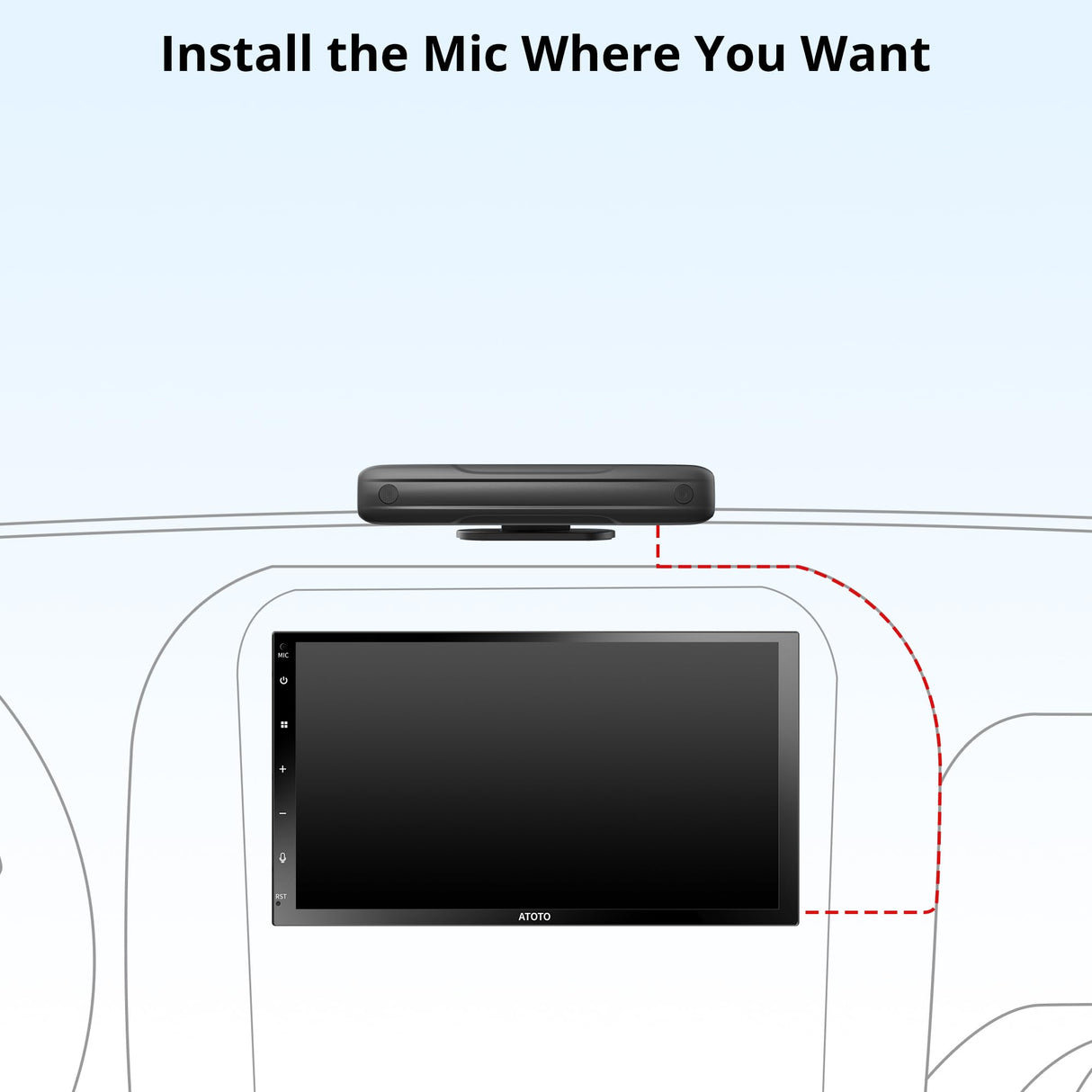 ATOTOZONE AC-MIC20 Double microphone antibruit de voiture avec commandes vocales claires et reconnaissance, transmission vocale stable, design en silicone, compatible uniquement avec autoradio de la