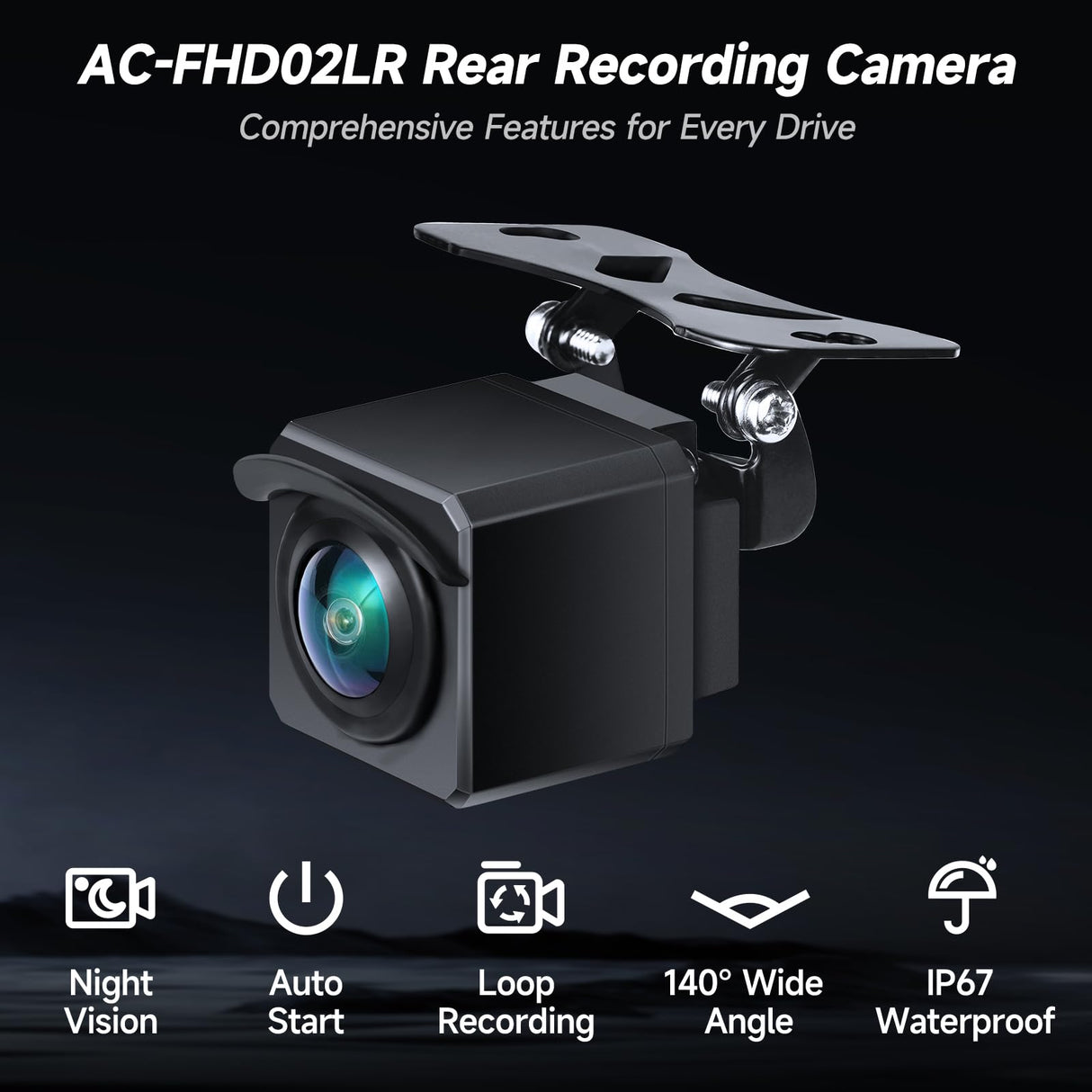 ATOTOZONE AC-FHD02LR 1080P Backup Camera with Recording, Strong Light Suppression, WDR, GPS Track Playback, 140º Wide Angle, IP67 Waterproof, Night Vision, Loop Recording, LRV, for X10 Series Only