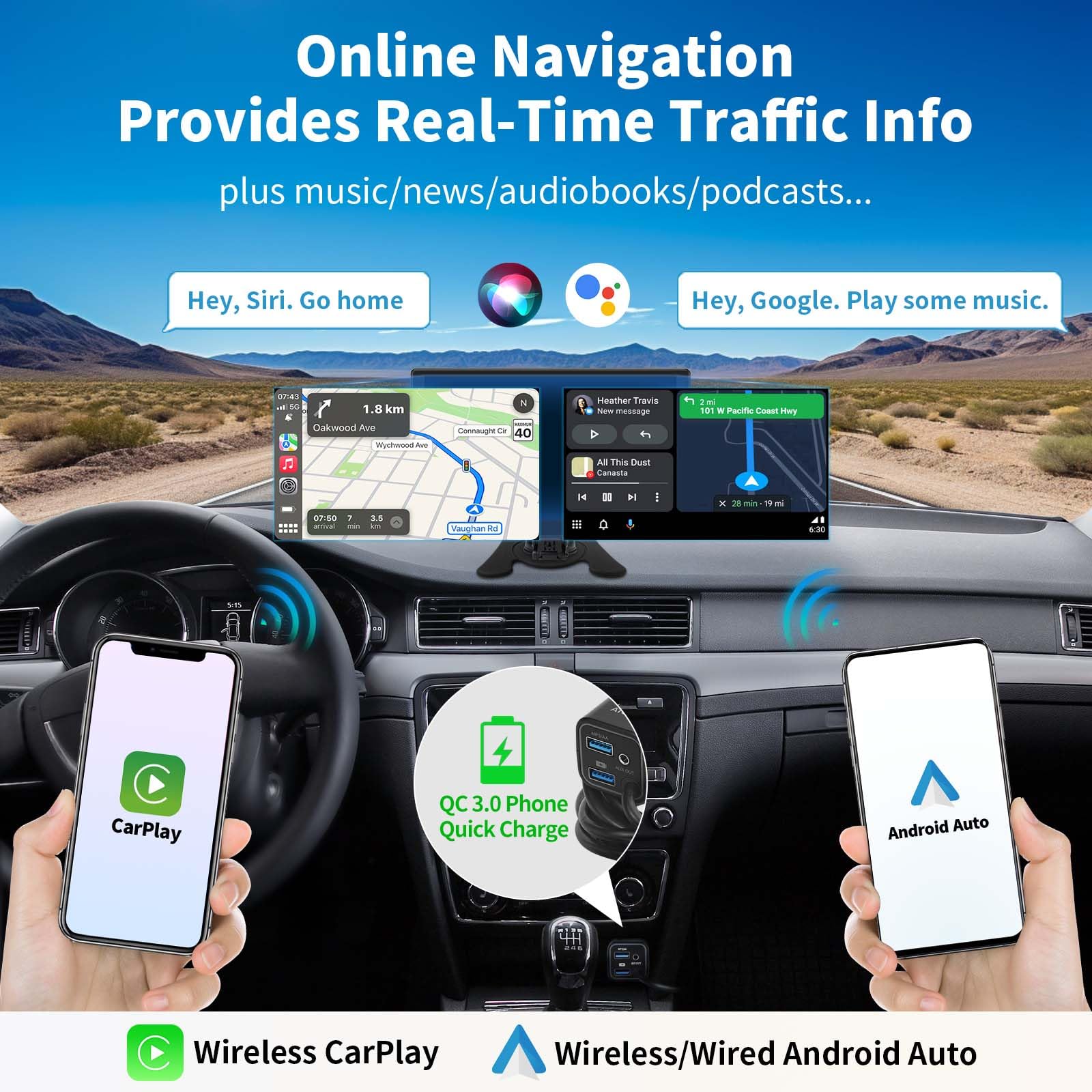 Portable Carplay & Android Auto Screen, ATOTO P8 Car Play Stereo with