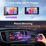 A5L 7" Double Din Car Stereo with Wireless CarPlay & Android Auto Compatible with Toyota, Touchscreen car Radio, Wi-Fi/BT Tethering, 24 Band EQ DSP, Bluetooth, Mirror Link, 2G+32G, FM/AUX/TF